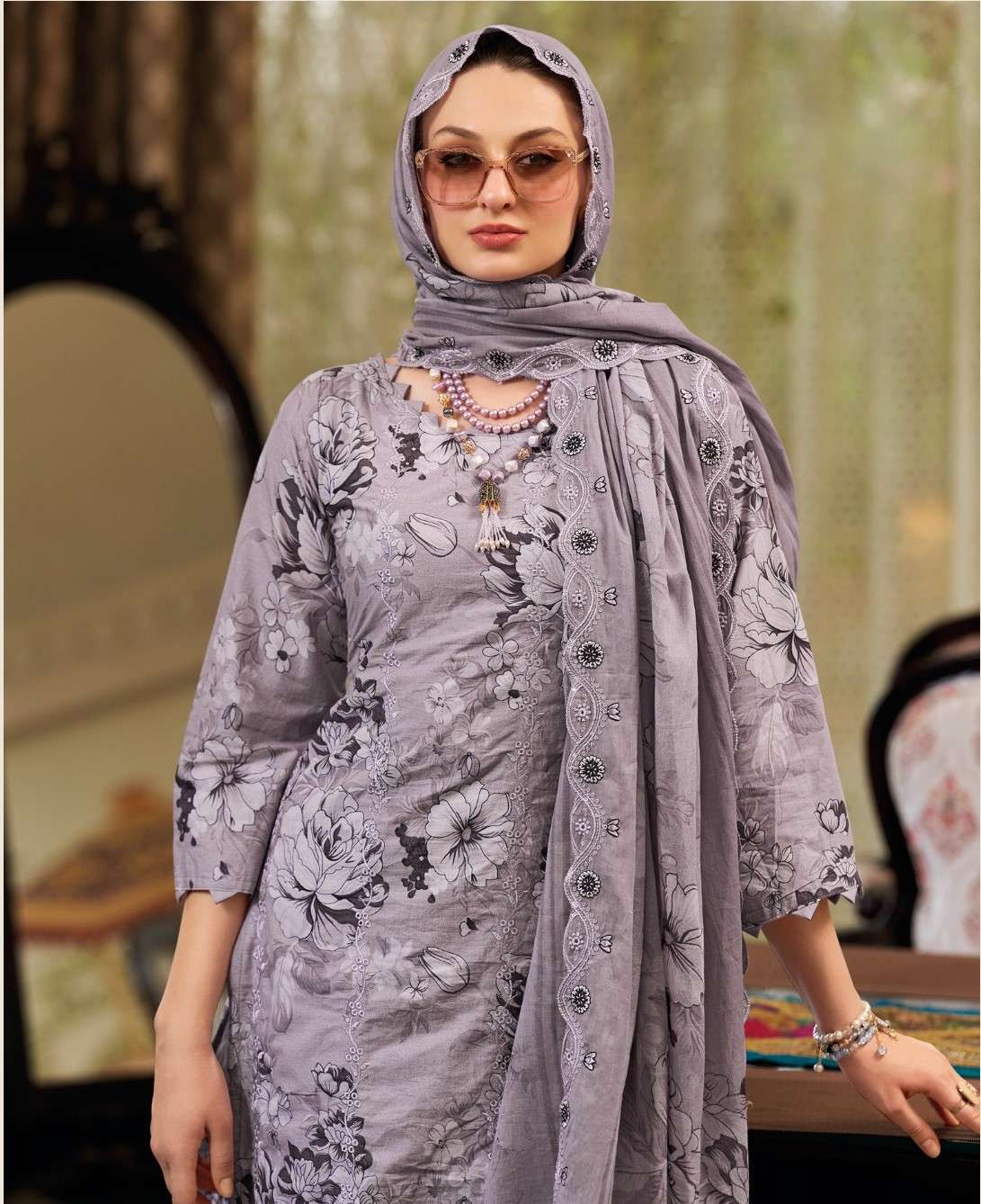NOOR-E-ZAM CHIKANKARI COLLECTION HANIYA PRINT